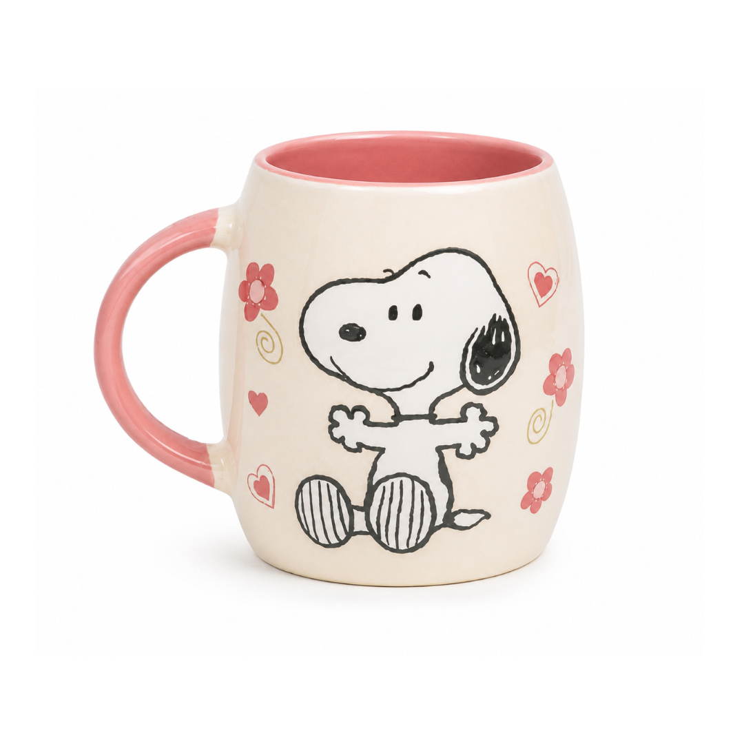 Taza Peanuts flores 400ml - Snoopy